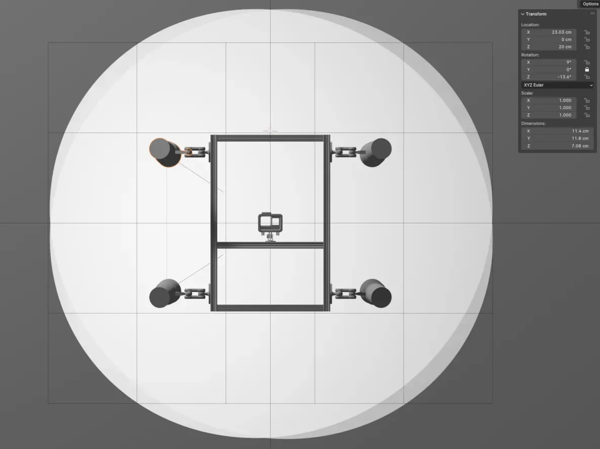 Illustration de la configuration des lampes centrée